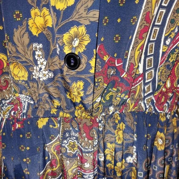 VINTAGE Long Sleeve Paisley Print Satin Dress Size 8 Petite - Picture 6 of 7